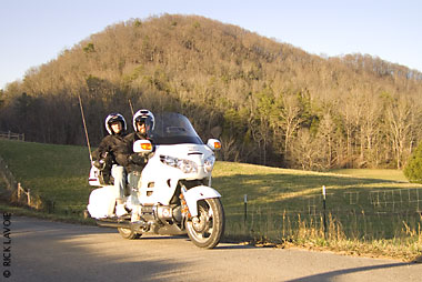 bob & kathy on a motorcycle ride touring tellico plains